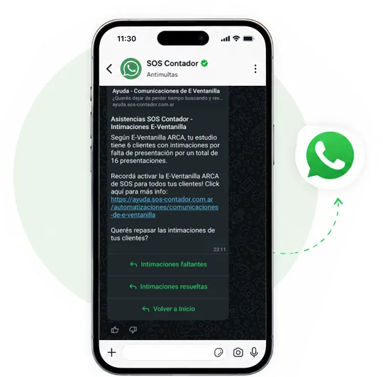 Teléfono mostrando el chat del Asistente Antimulta en WhatsApp